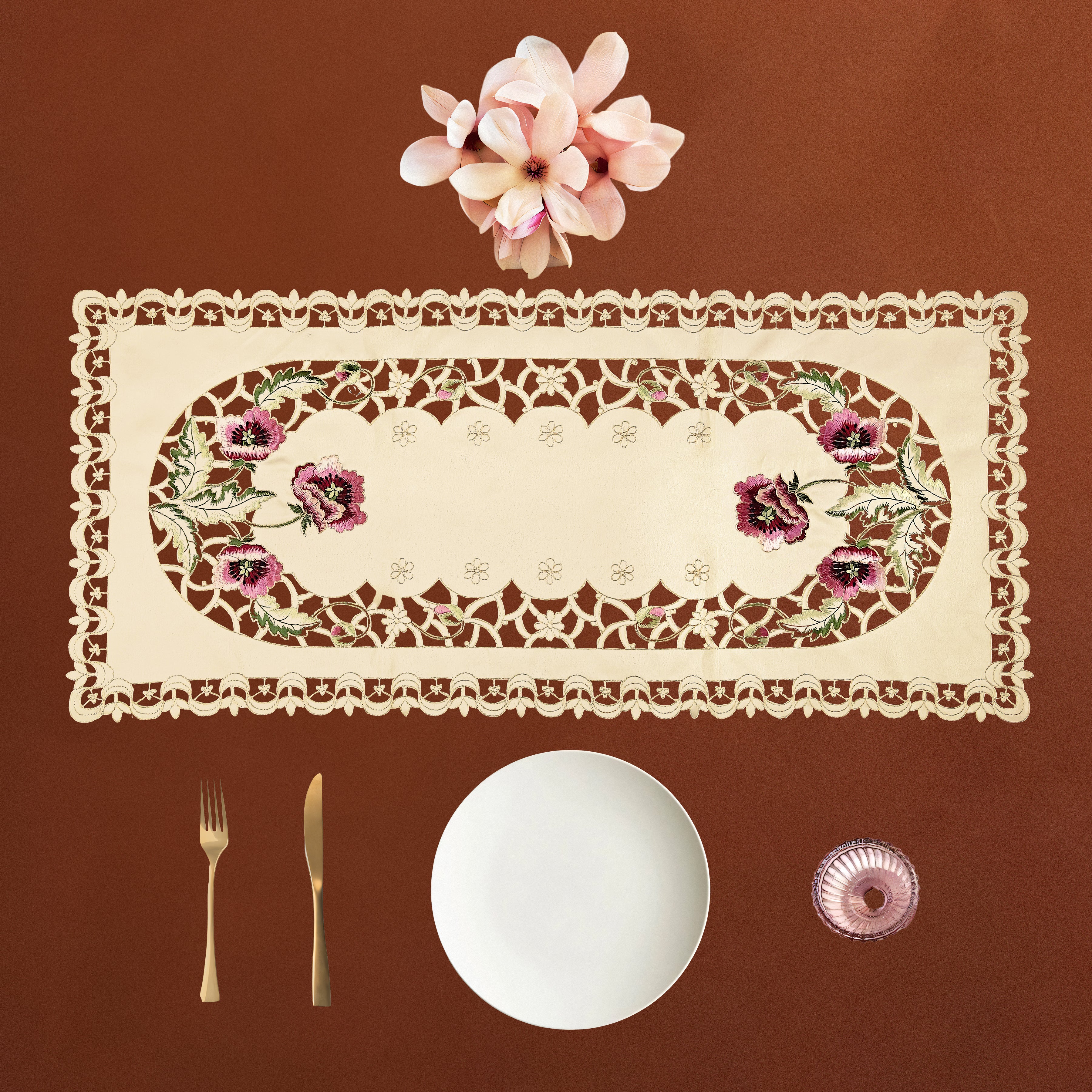 Siena Floral Cutwork Table Runner