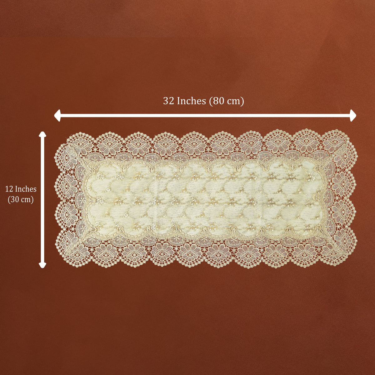 Opal Vintage Scalloped Lace Table Runner