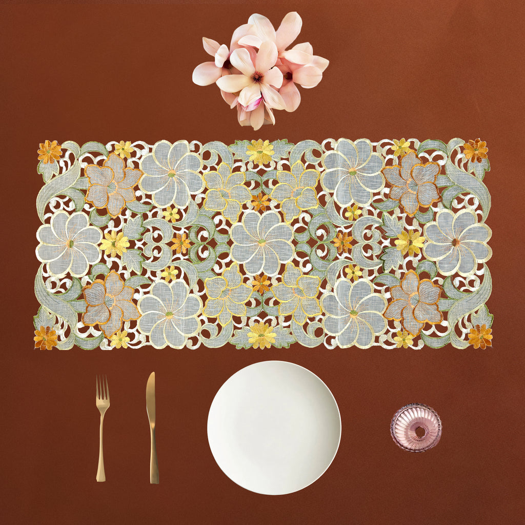 Embroidered Elegance table runner