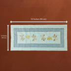 Aqua Golden Floral Tissue Work Table Runner