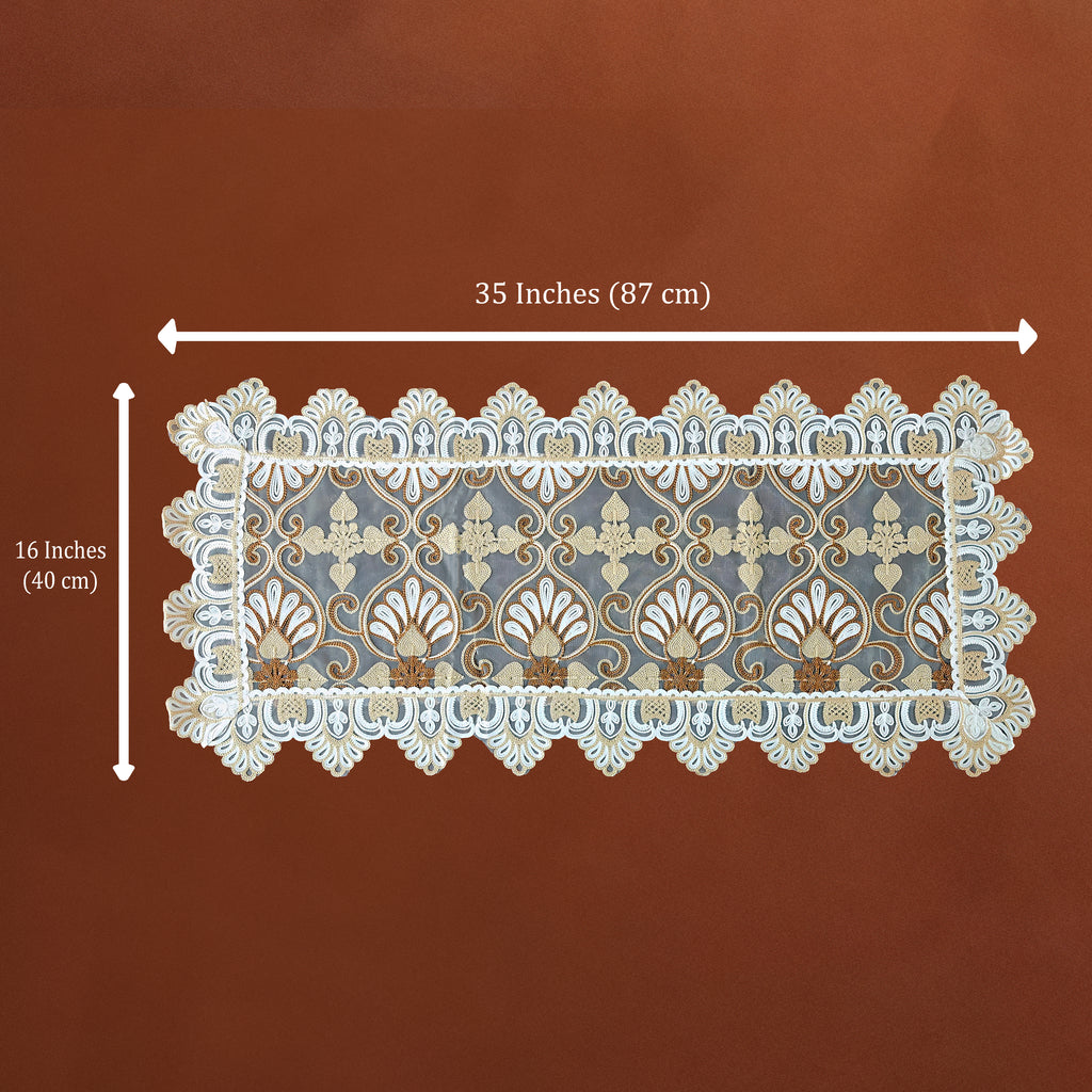 Empress Damask Tissue Work Lace Table Runner