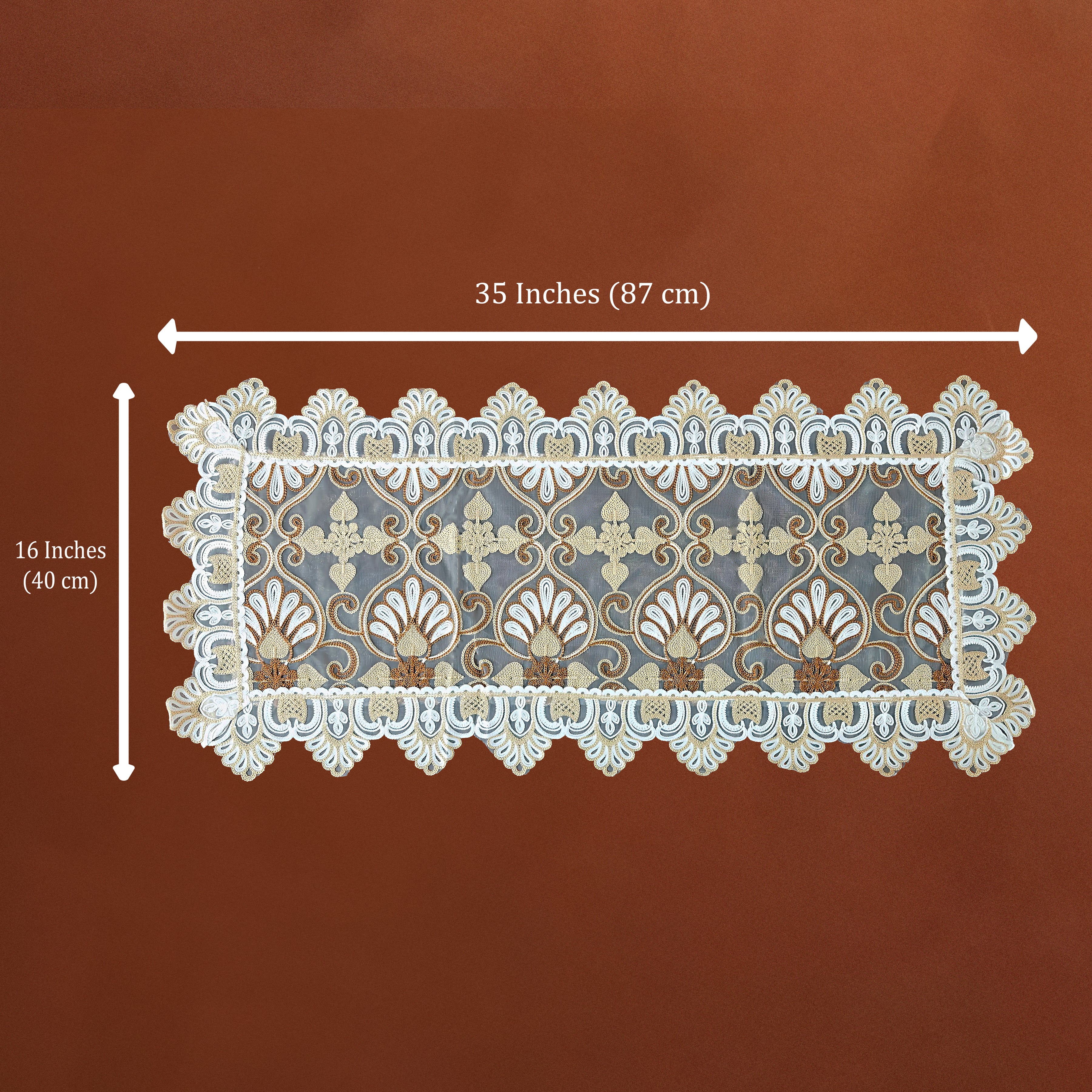 Empress Damask Tissue Work Lace Table Runner