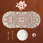 Roselle Floral Lattice Cutwork White Table Runner