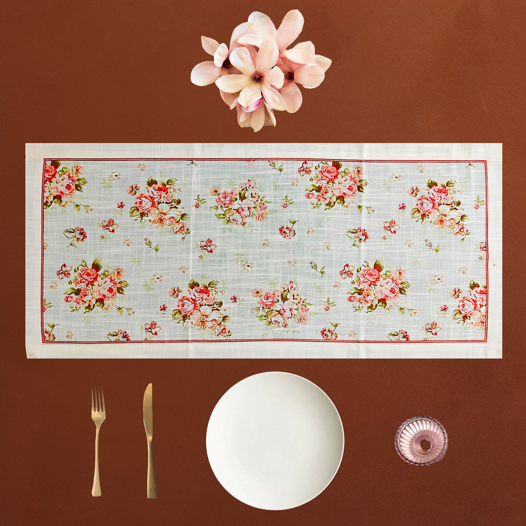 Willow Botanical Rose Print Tissue Table Runner