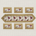 Regency Vintage Floral Gold Lace Table Runner & 6 Mat Set