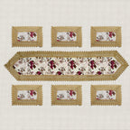 Regency Vintage Floral Gold Lace Table Runner & 6 Mat Set