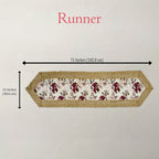 Regency Vintage Floral Gold Lace Table Runner & 6 Mat Set