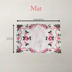 Camellia Rose Scalloped Table Runner & 6 Mat Set