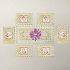 Arabesque Floral Scroll Table Runner & 6 Mat Set