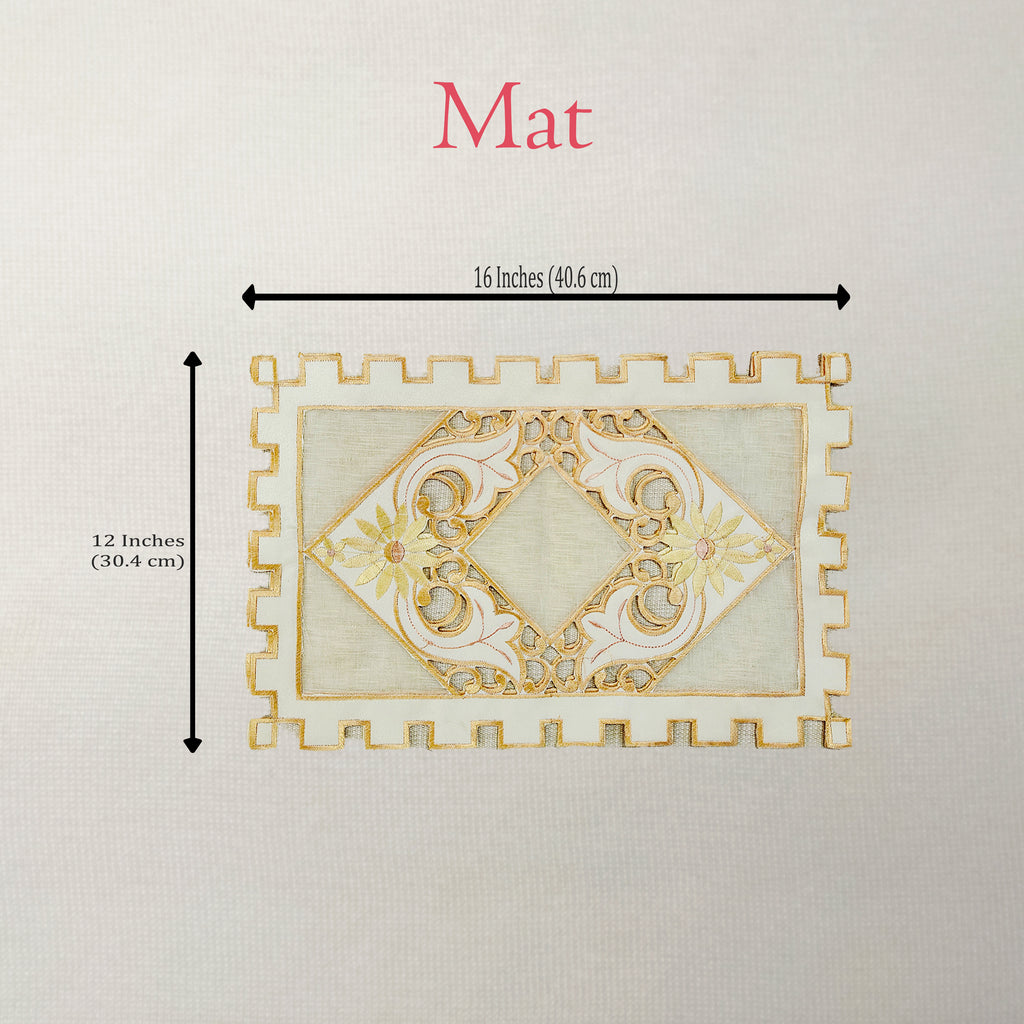 Arabesque Floral Scroll Table Runner & 6 Mat Set