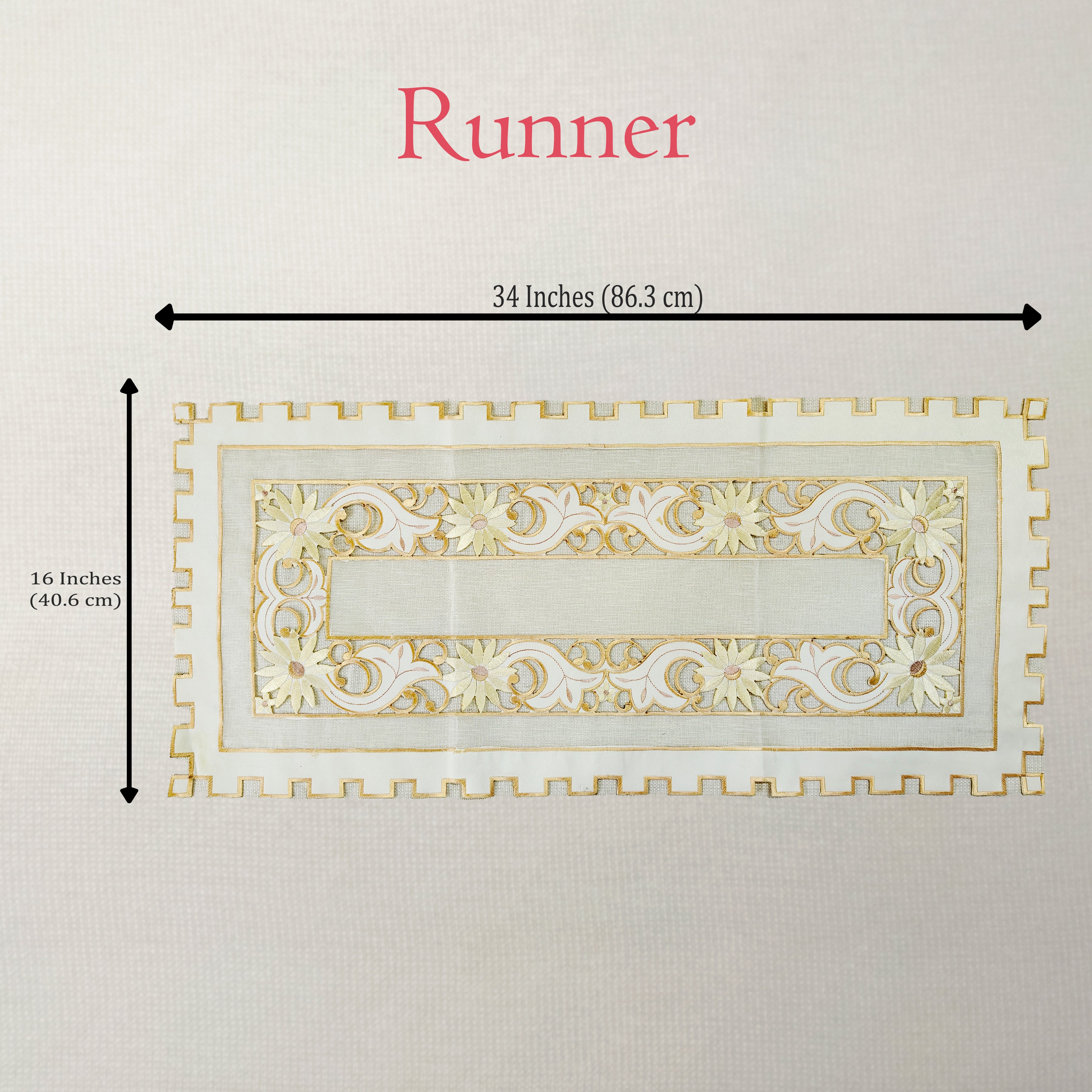 Arabesque Floral Scroll Table Runner & 6 Mat Set