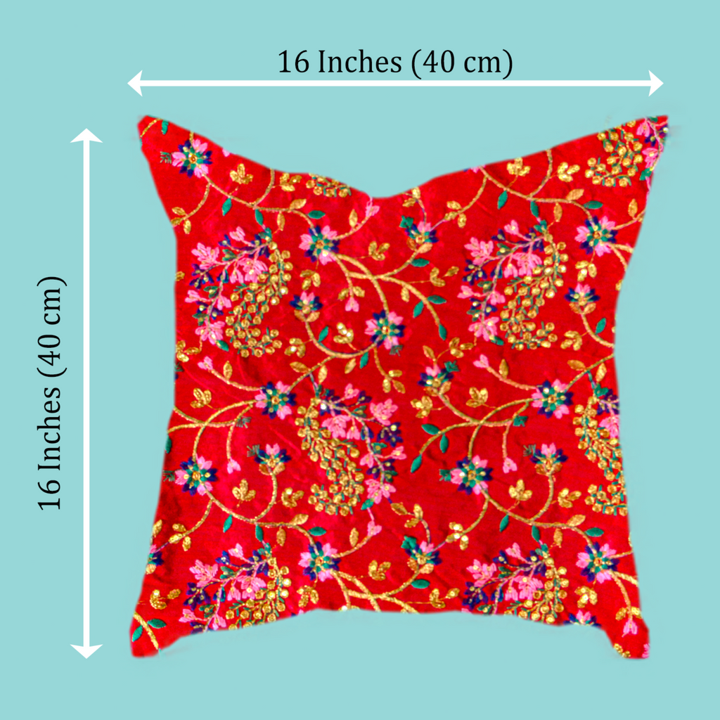 Noor Floral Sequin Cushion Cover - Set of 5